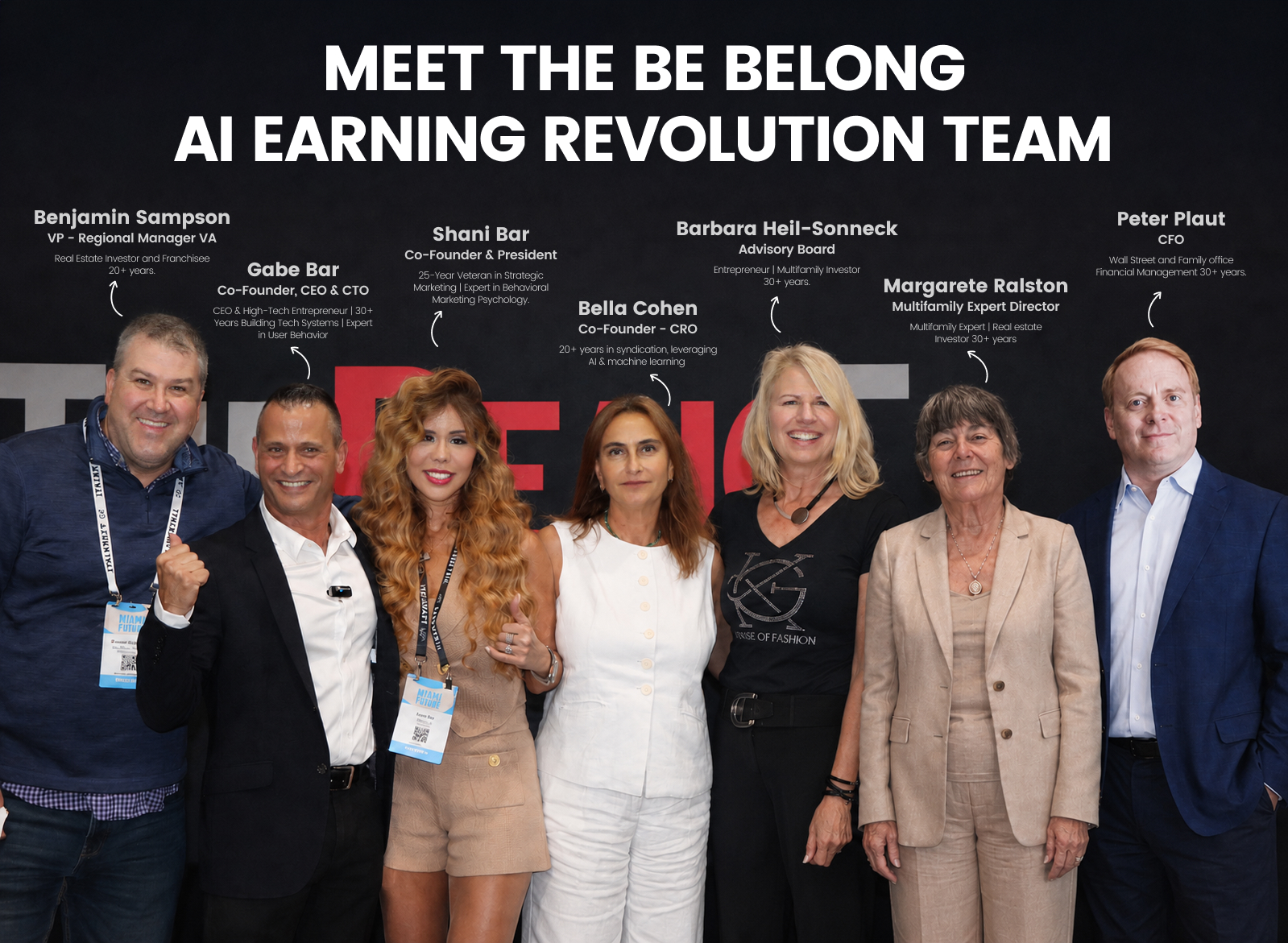 Be Belong leadership team with roles and biographies