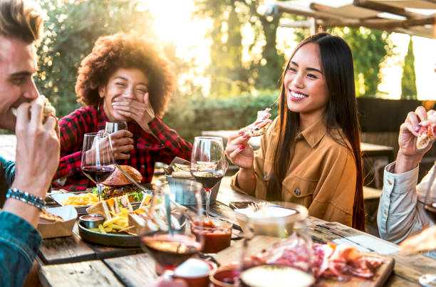 Friends dining together