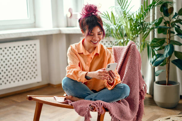 Woman on phone at home